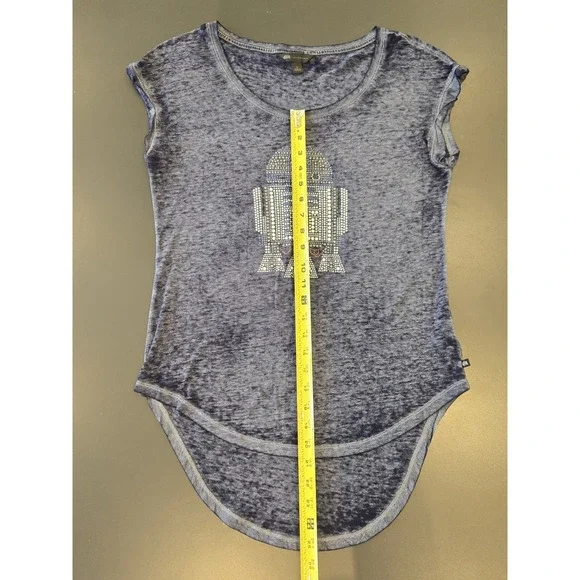 Tunic Shirt Size S Star Wars Rock & Republic Studded R2-D2 Short Sleeve High Lo - Picture 4 of 11